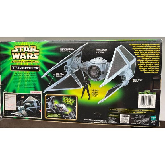 Star Wars Power of the Jedi TIE INTERCEPTOR + Imperial Pilot Hasbro New Sealed - Picture 2 of 5